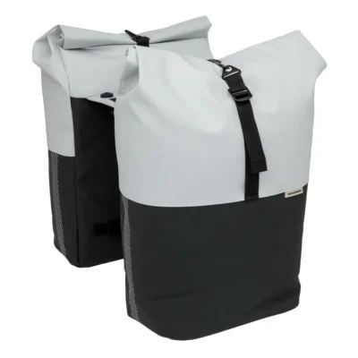 Dubbele fietstas New Looxs Nyborg MIK 34 liter - 30 x 17 x 37cm (x2) - lichtgrijs/zwart