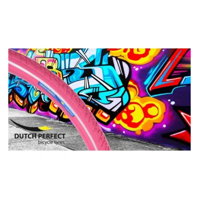 Buitenband Dutch Perfect 28 x 1.40" / 40-622mm anti-lek - roze met reflectie