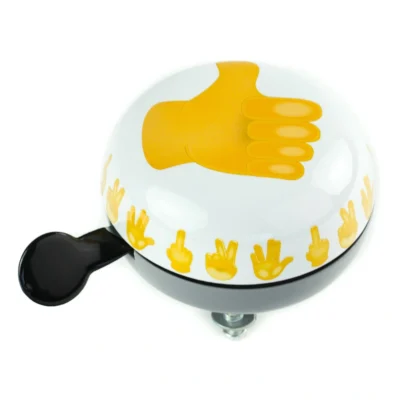 Fietsbel Ding-Dong Widek Emoticon Thumbs Up ø80mm - wit/zwart/geel (op kaart)
