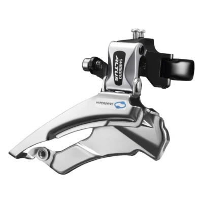 Voorderailleur Shimano Altus FD-M313 - 3x7/8 Speed - hoge klem - Dual pull - Down swing - 42-48T - Zwart / zilver