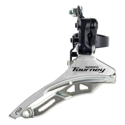 Voorderailleur Shimano Tourney FD-TY300 - 3x6/7 Speed - hoge klem - Top pull - Down swing - ø28.6 mm - 42T - Zwart / zilver