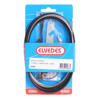 Versnellingskabelset 4/7/8-speed Elvedes Nexus 1700 / 2250 mm RVS - zwart (op kaart)