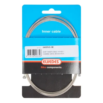 Schakel binnenkabel Elvedes 3000mm 1 x 19 draads RVS ø1,1mm N-nippel ø4×4 mm + T-nippel ø4,5×4,5 mm