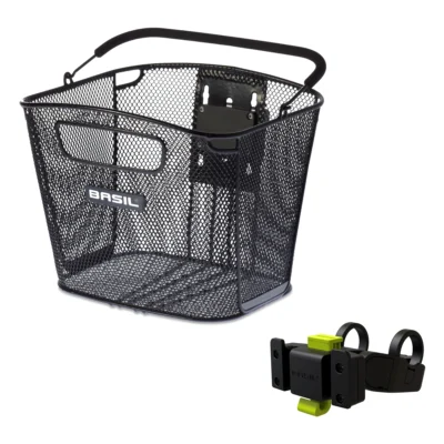 Fietsmand Basil Bold Front KF 28 x 34 x 27 cm - zwart (met KF Handlebar Holder)
