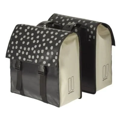 Dubbele fietstas Basil Urban Load 48-53 liter 41 x 18 x 46 cm - zwart met reflecterende stippen