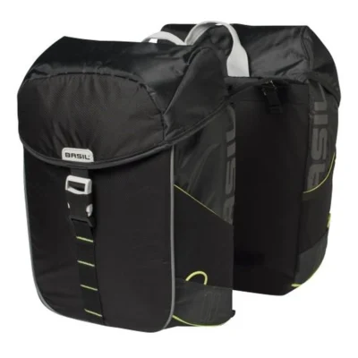 Dubbele fietstas Basil Miles Double Bag 34 liter 34 x 19 x 43 cm - zwart/lime
