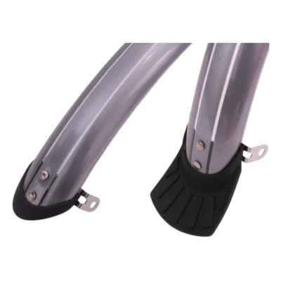 Spatbordset 28" 50 mm kunststof compleet met stangenset - zilver