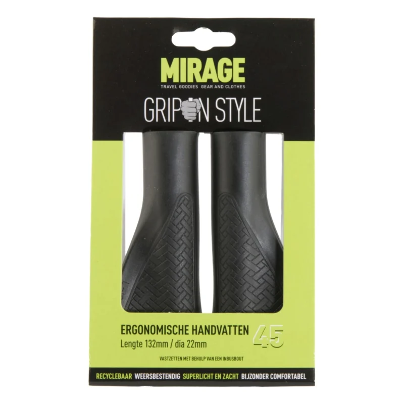 Handvatpaar Mirage Grips in style #45 - 132/132mm - Lockring - Zwart in verpakking