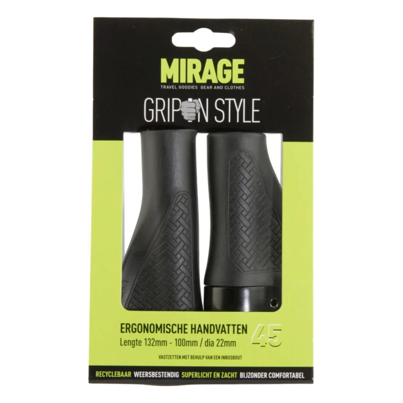 Handvatpaar Mirage Grips in style #45 - 132/100 mm - Lockring - Zwart in verpakking