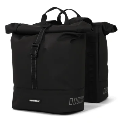 Gerecyclede dubbele fietstas Urban Proof Rolltop 38 liter 30 x 15 x 42 cm - zwart