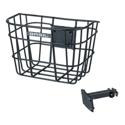 Fietsmand Basil Bremen Alu FM met stuurpenhouder 28 x 37 x 26 cm - zwart
